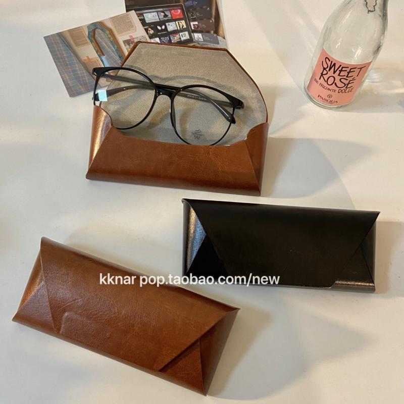 メガネケース メンズ レディース PUレザー 合皮 レトロ ブラウン シンプル おしゃれ 携帯用 ポータブル..