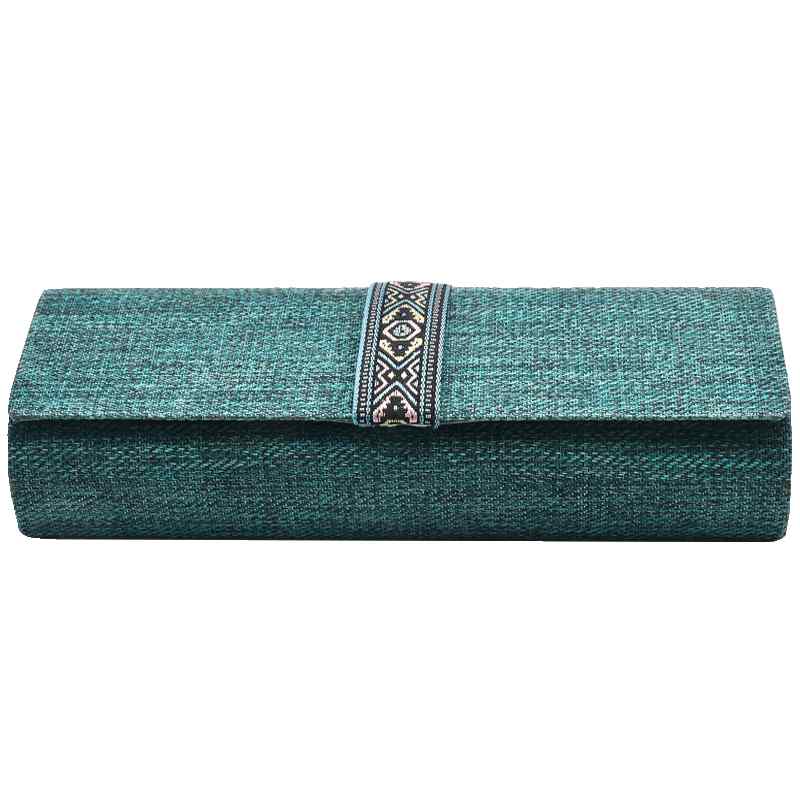 メガネケース メンズ レディース エスニック 民族調 リネン 麻 布製 携帯用 ポータブル 耐圧 老眼鏡用 ..