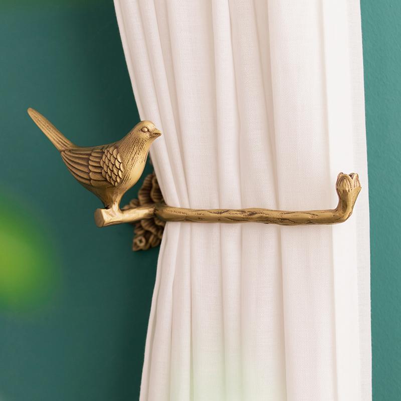 カーテンホルダー 真鍮製 壁掛けフック アンティーク調 レトロ調 ライトラグジュアリー 新古典風 リビ..