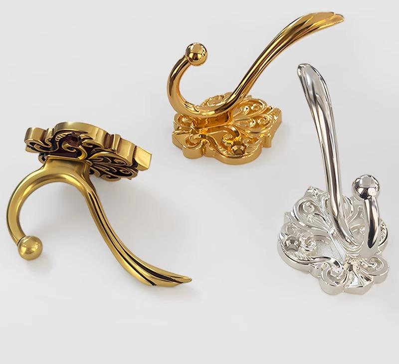 壁掛けフック フレンチスタイル ゴールド シルバー 純銅製 のある 家庭用 玄関 浴室 洗面所 クローゼッ..