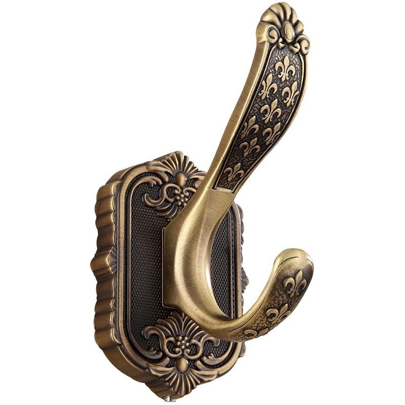 フック ドア掛け 壁掛け シングルフック 衣類フック タオルフック ヨーロピアン アンティーク調 レトロ 亜鉛合金 ヘアライン加工 穴あけ式 ビス固定 玄関 洗面所 バスルーム 省スペース アンティークブロンズ