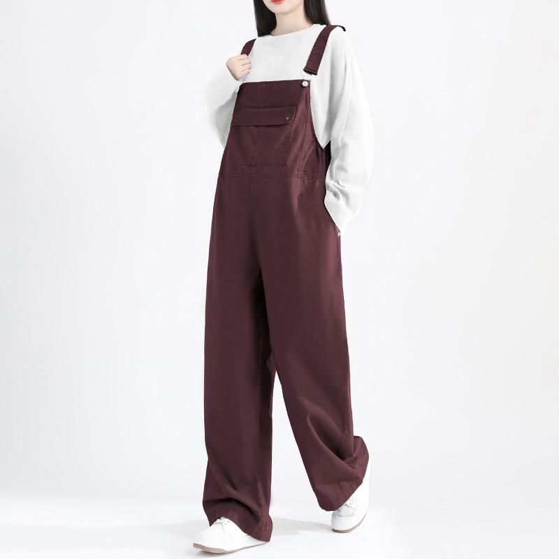 サロペット レディース マタニティ 春秋 オールインワン 普段使い お出かけ ゆったり 大きいサイズ おしゃれ カジュアル ストレート ワイド ブレンド素材 グリーン グレー ブラック