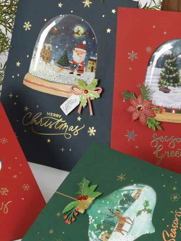 グリーティングカード クリスマス ロモスタイル おしゃれ 立体雪の結晶デコレーション 発泡スチロール製 感謝 祝福メッセージ 二つ折り 厚手 ギフト プレゼント...