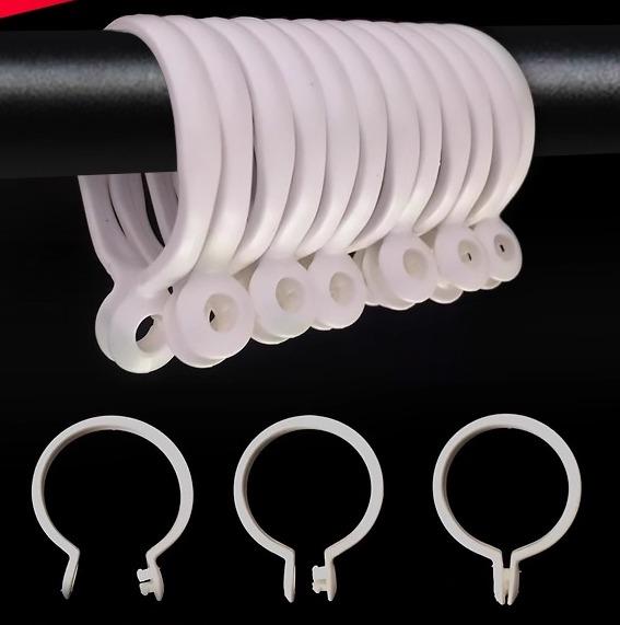 突っ張り棒 カーテンリング 樹脂製 劣化防止 耐久性 ローマポール用 吊り下げフック 開閉式 白 DIY 修..