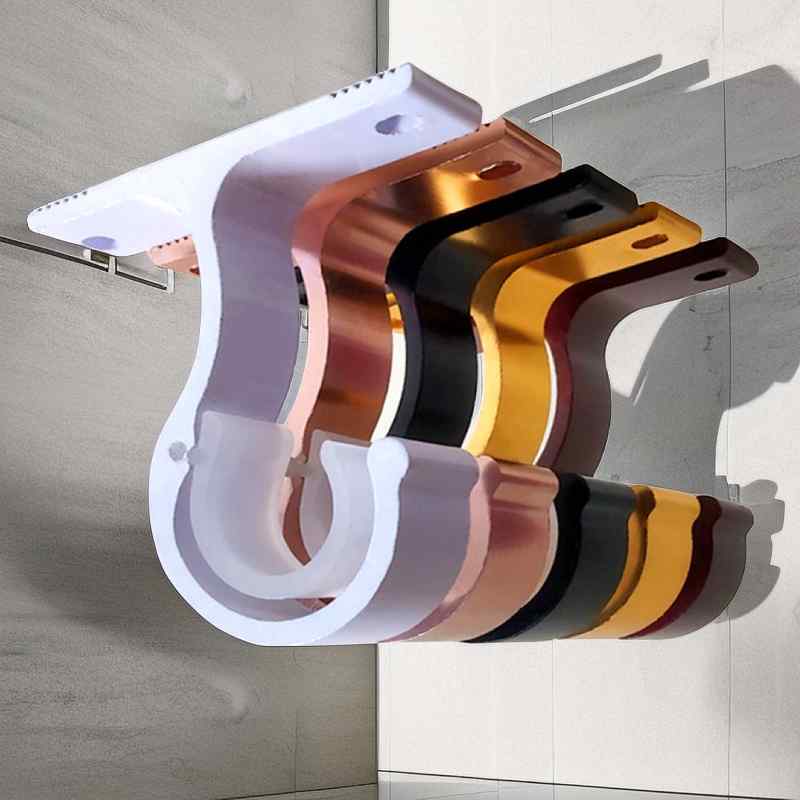 カーテンロッドブラケット カーテン ポール ホルダー アルミ合金製 固定具 壁掛けフック 支持具 厚手 インテリア DIY シンプル モダン 白 黒 ゴールド