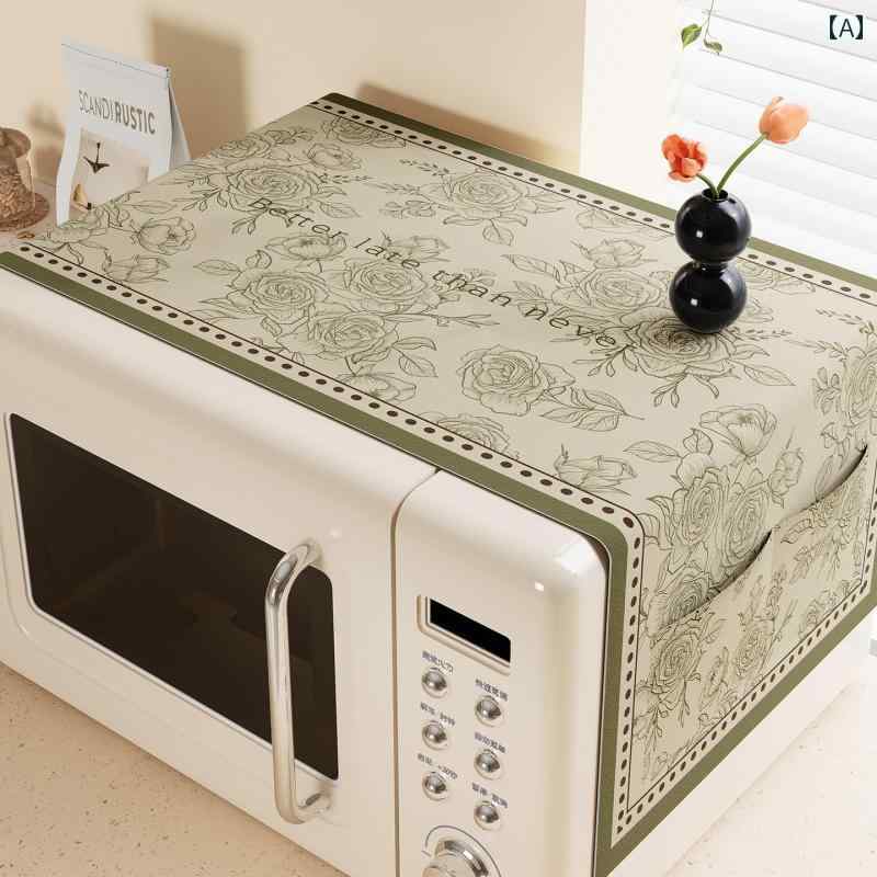 家電カバー 電子レンジ オーブン 冷蔵庫 洗濯機 兼用 布製 ファブリック 綿麻 防塵 ホコリよけ 汚れ防..