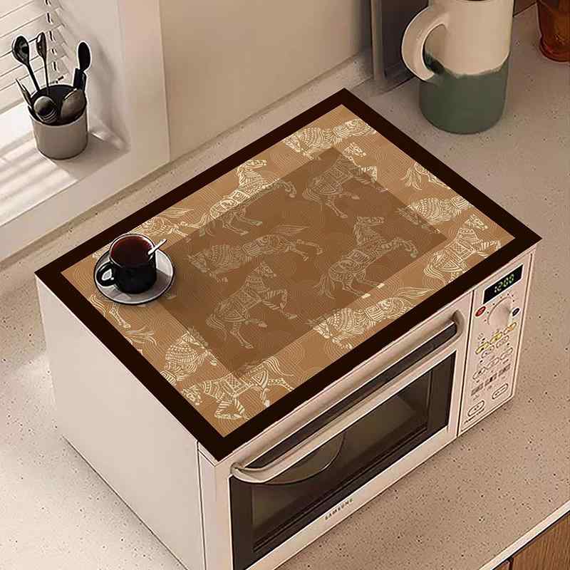 カバー 電子レンジ オーブン 防塵カバー 防水 防汚 レザー調 はっ水 拭き取り可能 キッチン 家庭用 レトロ ヴィンテージ風風 おしゃれ かわいい