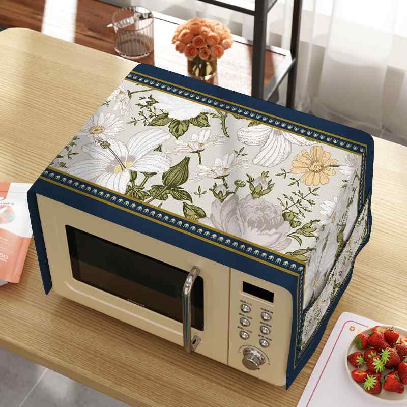 楽天フロントップ楽天市場店カバー アメリカンカントリー 電子レンジ プリンター オーブン 洗濯機 冷蔵庫 マルチ 防塵 遮光 ホコリよけ 目隠し 布製 麻感 ポケット付き 白 日焼け防止 生活家電 インテリア