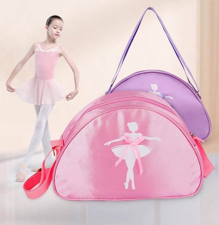 Other - ダンスバッグ 女の子 キッズ バレエ ショルダー 大容量 軽量 トレーニング 習い事 レッスン 発表会 練習 斜めがけ 黒 紫 ピンク リボン ジッパー