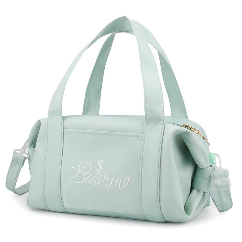 ダンスバッグ キッズ 女の子 バレエ レッスン ショルダー 手提げ トート 斜め掛け 練習着 シューズ 収納 旅行 おしゃれ 英字 シンプル ピンク 緑 アイボリー