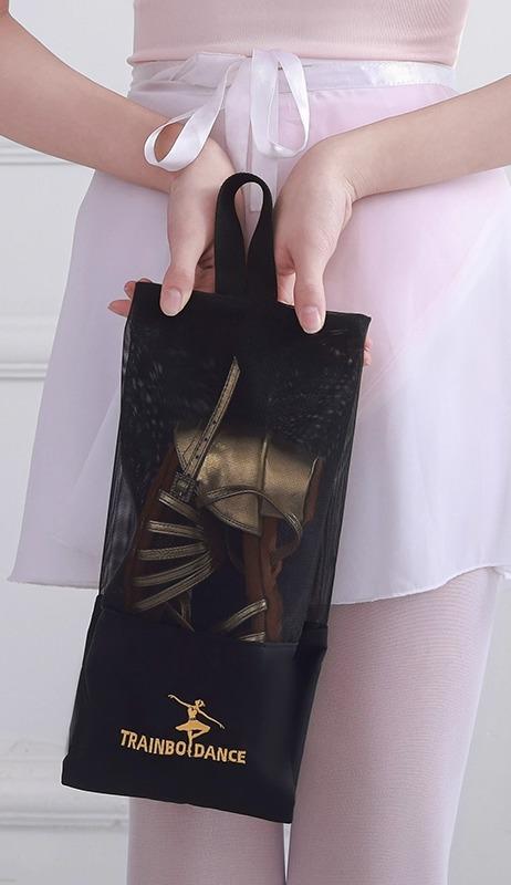 ダンスバッグ シューズ レディース 女の子 ラテン バレエ 練習 レッスン 収納 携帯 軽量 コンパクト メッシュ 通気性 スポーツ レジャー 黒 シンプル ジッパー