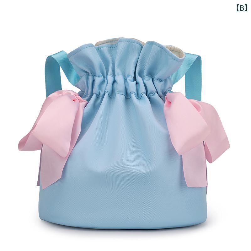 ダンスバッグ 子供 女の子 ジュニア バレエ レッスン 習い事 リュックサック リボン かわいい 大容量 軽量 ピンク 青 紫 シンプル 巾着