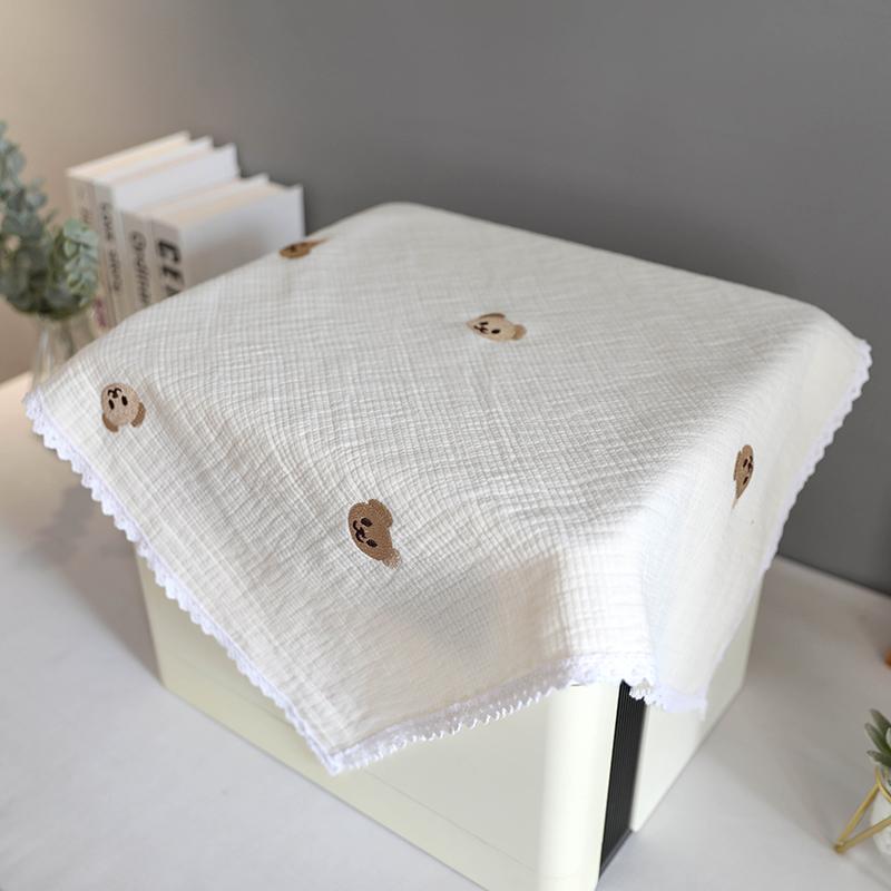 マルチカバー 厚手 綿 防塵 多用途 くま柄 刺繍 プリンター エアフライヤー パソコン 電子レンジ 冷蔵..