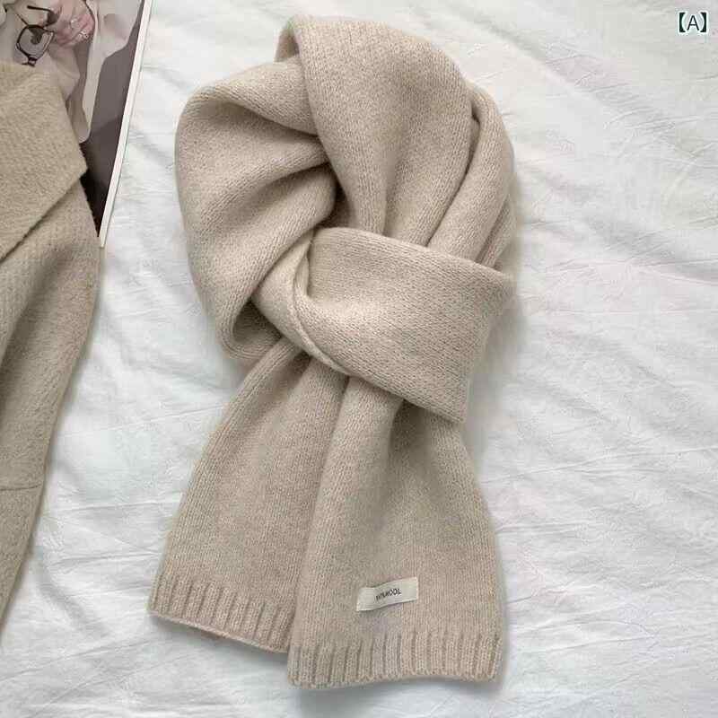 Cashmere - マフラー メンズ レディース ウール 厚手 ニット 暖かい 防寒 なめらか シンプル 万能 無地 長方形 キャメル ベージュ 黒 秋冬 韓国