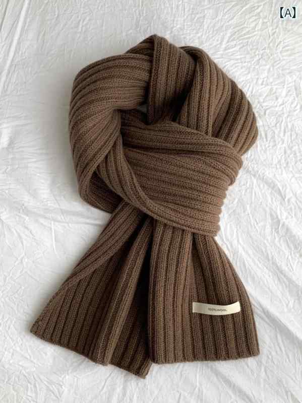 マフラー ストール ネックウォーマー メンズ レディース ウール ウール メリノウール リブ編み 無地 韓国 韓流 ミラードカラー ベージュ ブラウン 暖かい 防寒 カップル ペア 学生 普段使い 秋冬 長方形