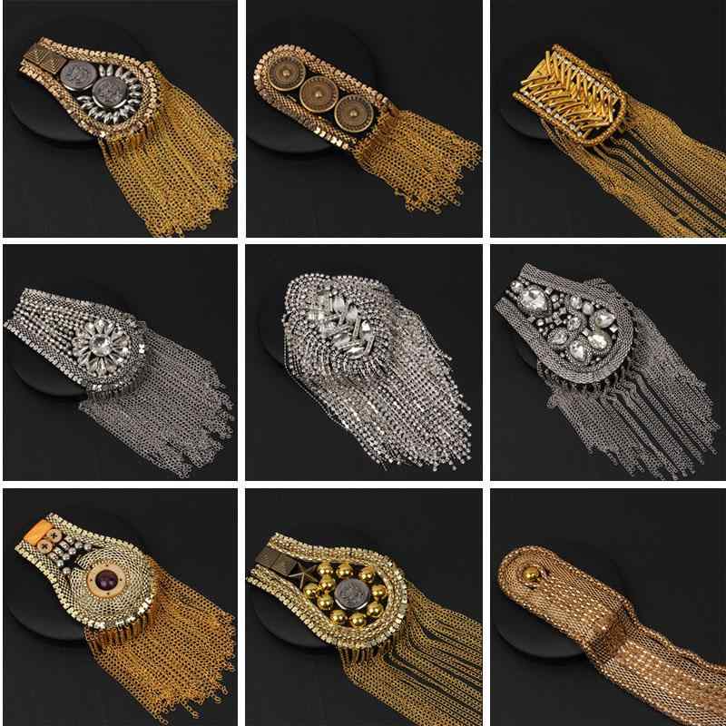 肩章 ブローチ メンズ レディース DIY 服飾小物 アクセサリー メタルフリンジ タッセル ブリティッシュ..