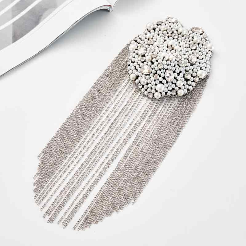 肩章 アクセサリー メンズ レディース ラインストーン パール フリンジ ショルダージュエリー 肩飾り ..