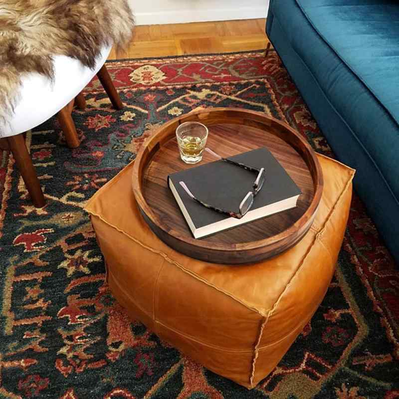 トレー 無垢材 円形 大型 北米産ブラックウォールナット 木 北欧スタイル 家庭用 普段使い 写真撮影 デ..