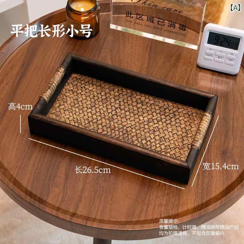 トレイ タイ風 藤編み ラタン 木製 ウッド ハンドメイド 手作り 美容院 エステ サロン SPA アロマオイ..