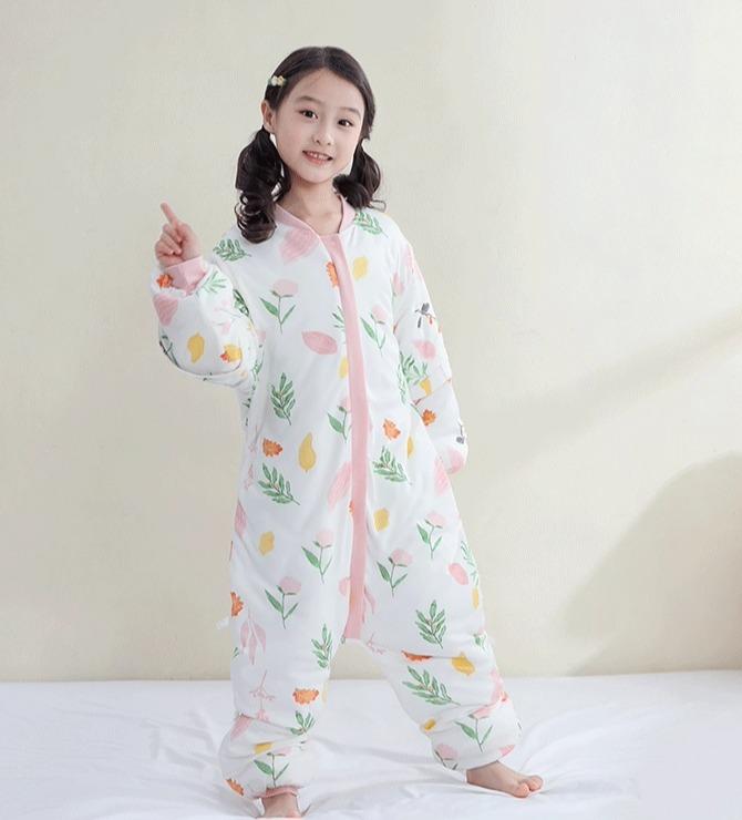 寝袋 ベビー キッズ 男の子 女の子 分脚スリーパー 竹綿 綿 コットン 薄手 恒温 抗菌 洗濯可能 快適 通..