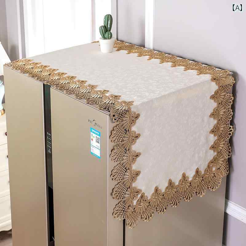 カバー 冷蔵庫 洗濯機 ヨーロピアン エレガント レース 刺繡 防塵 両開き 片開き ドア マルチクロス 多..