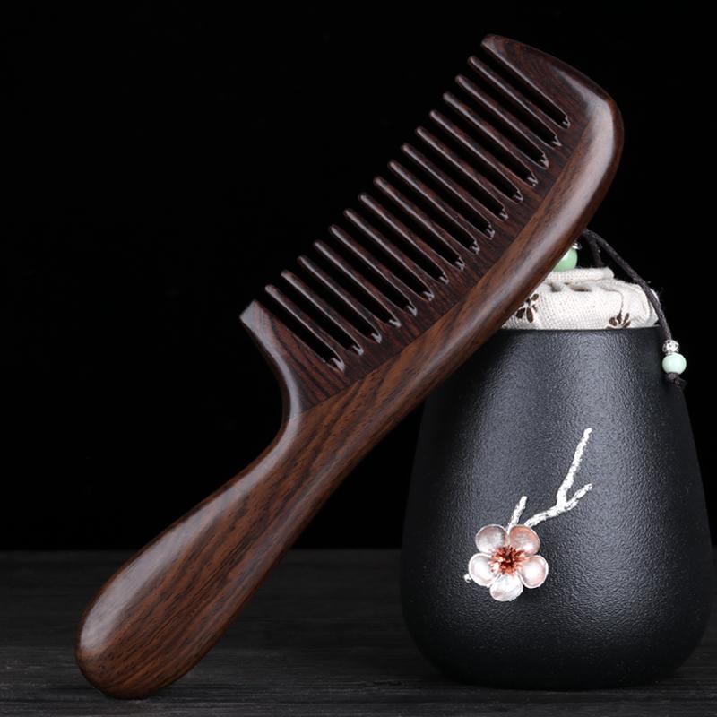 櫛 レディース メンズ 緑檀 木 白檀 静電気防止 頭皮マッサージ 抜け毛対策 ストレート 巻き髪 兼用 ヘ..