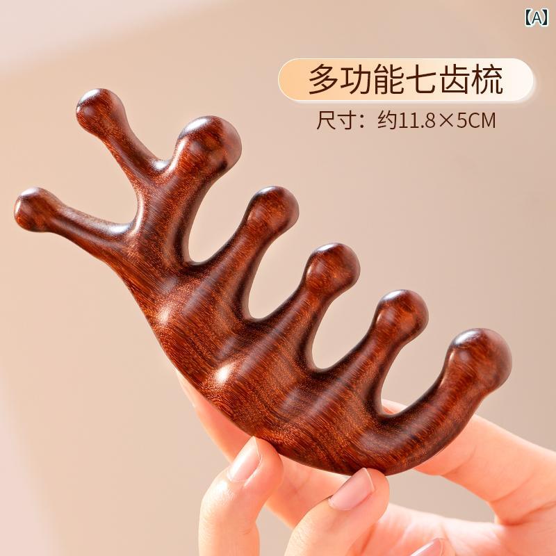 頭皮マッサージコーム スカルプケア 抜け毛対策 頭部 顔 目元 かっさ 癒しグッズ 5本指 白檀 緑檀 黒檀 檀木製 ウッド 血行促進 リラックス