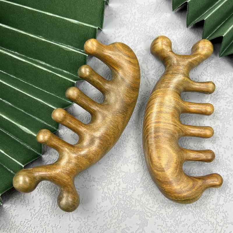 櫛 メンズ レディース 緑檀木 木 無垢材 頭皮マッサージ ヘッドスパ ケア 養生 粗歯 ブラシ ワイドタイ..