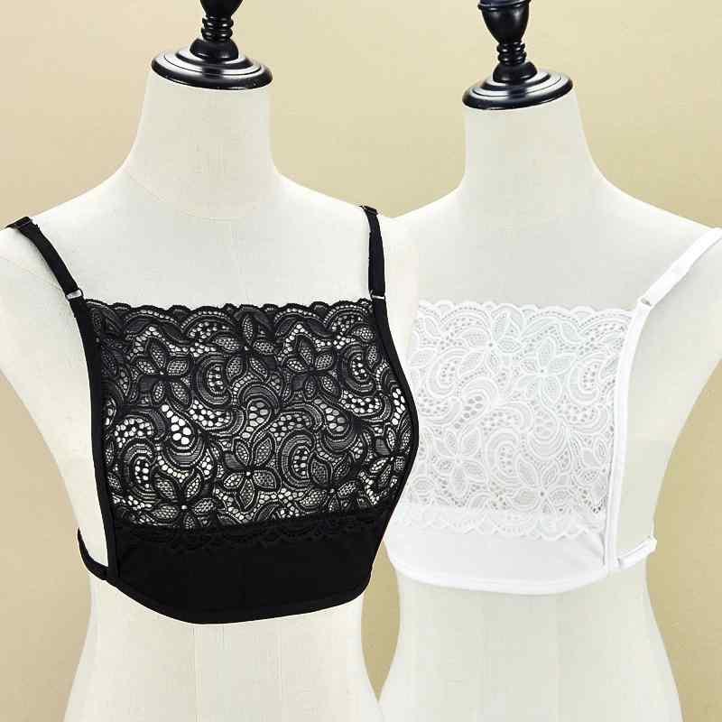 インナー レディース 一体型 透け防止 胸元カバー レース 付け襟 チューブトップ ベアトップ シフォン ..