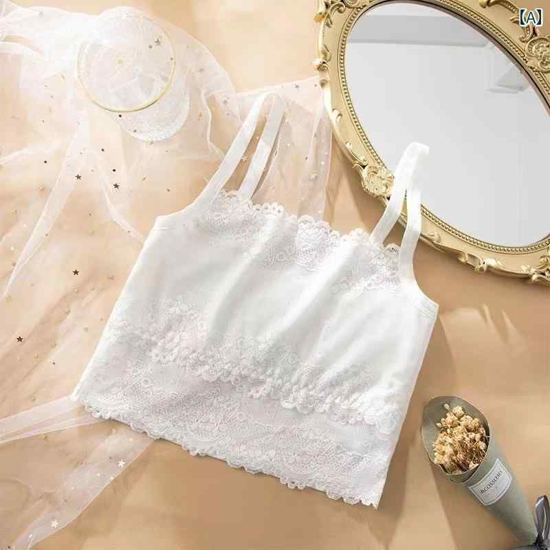 フロントップ楽天市場店のブラトップ レディース 女性用 レース キャミソール カップ付き パッド入り チラ見え防止 美背中 インナー 下着 肌着 チューブトップ ベアトップ ナイロン ホワイト ブラック ベージュ 春夏 普段使い｜アングル2