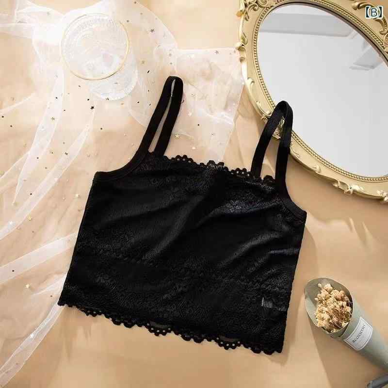 フロントップ楽天市場店のブラトップ レディース 女性用 レース キャミソール カップ付き パッド入り チラ見え防止 美背中 インナー 下着 肌着 チューブトップ ベアトップ ナイロン ホワイト ブラック ベージュ 春夏 普段使い｜アングル3