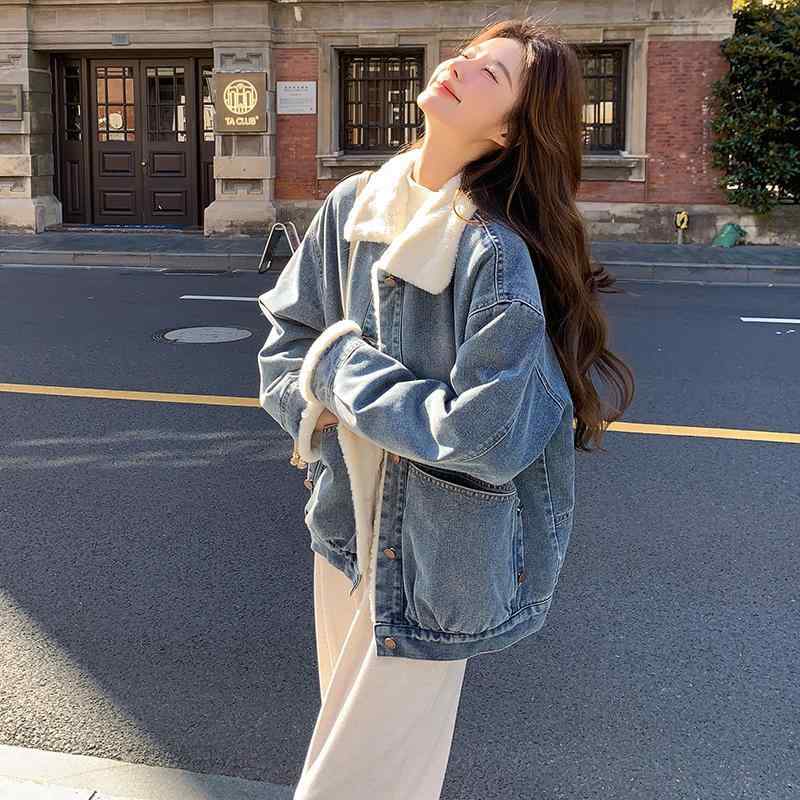 デニムジャケット レディース Gジャン アウター 裏起毛 厚手 ボア素材 防寒 レトロ ヴィンテージ風風 ..