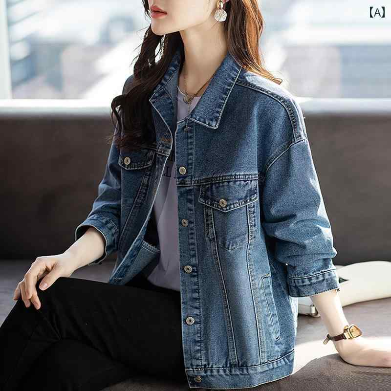 ジャケット レディース デニム ショート丈 アウター Gジャン 女性用 襟付き ゆったり ビッグシルエット オーバーサイズ カジュアル スタイリッシュ おしゃれ 大人カジュアル 春秋 ブルー