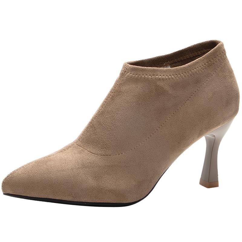 ショートブーツ レディース ポインテッドトゥ 細ヒール スタイルアップ ブーティー パンプス ファッシ..