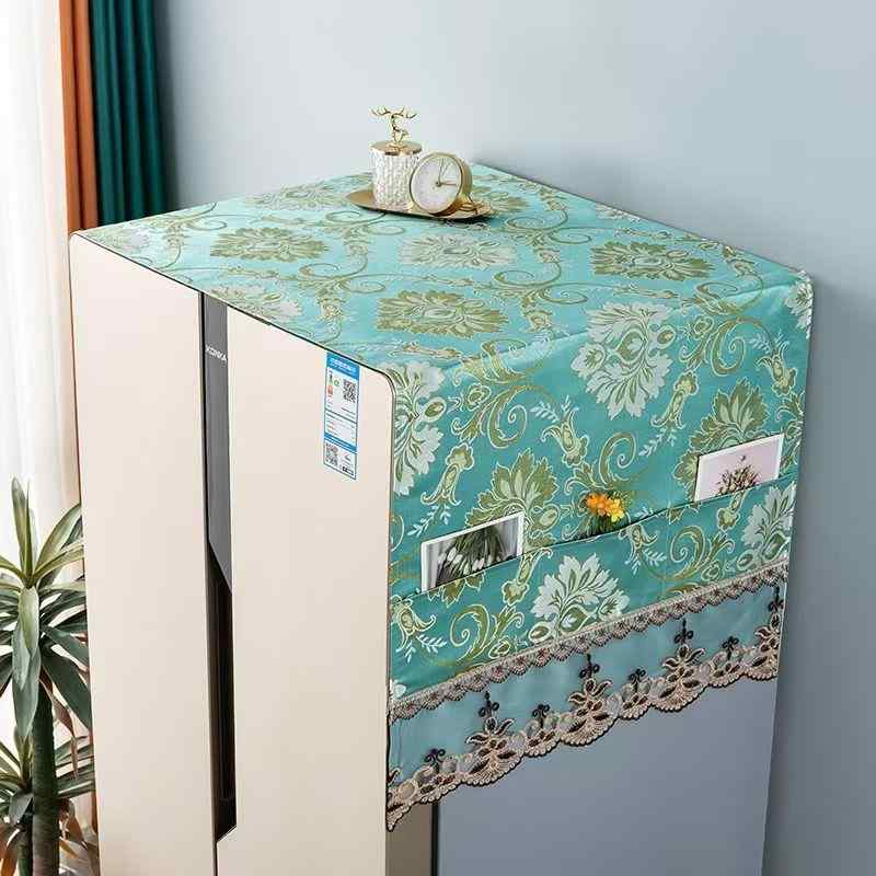 マルチカバー 冷蔵庫 洗濯機 防塵シート 水洗い可能 両開き 片開き おしゃれ 刺繍 花柄 タッセル付き ..