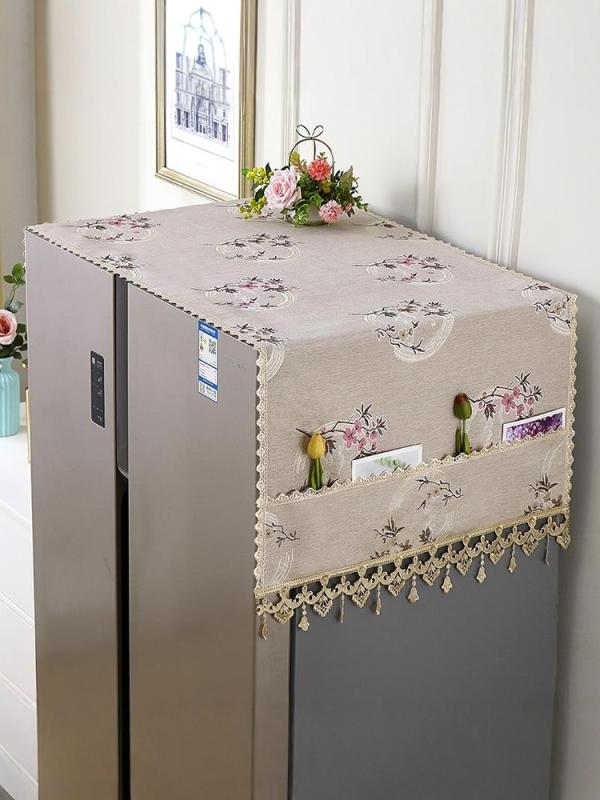 家電カバー 冷蔵庫 電子レンジ用 マット 防塵 両開き 片開き 天板 保護 欧風 シンプルモダン 布製 インテリア フェザー柄 アサガオ柄 牡丹柄 イチョウ柄 花と鹿 おしゃれ キッチン