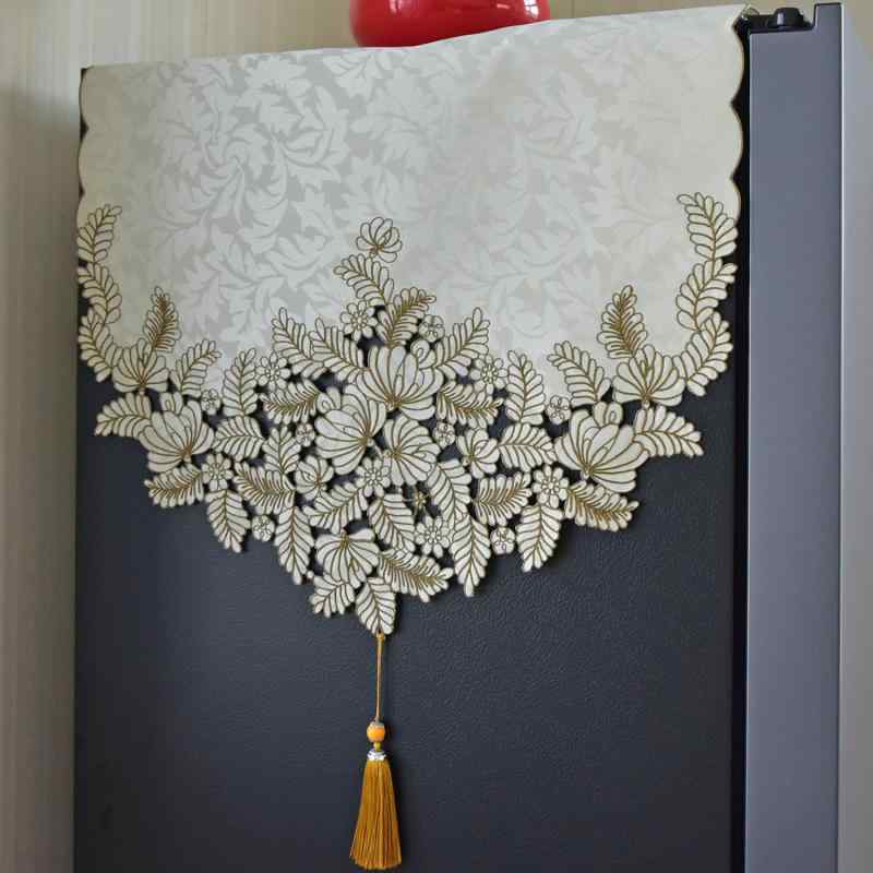 冷蔵庫カバー 洗濯機カバー 刺繍 ファブリック クロス 片開き 両開きドア対応 防塵 ほこりよけ ヨーロ..