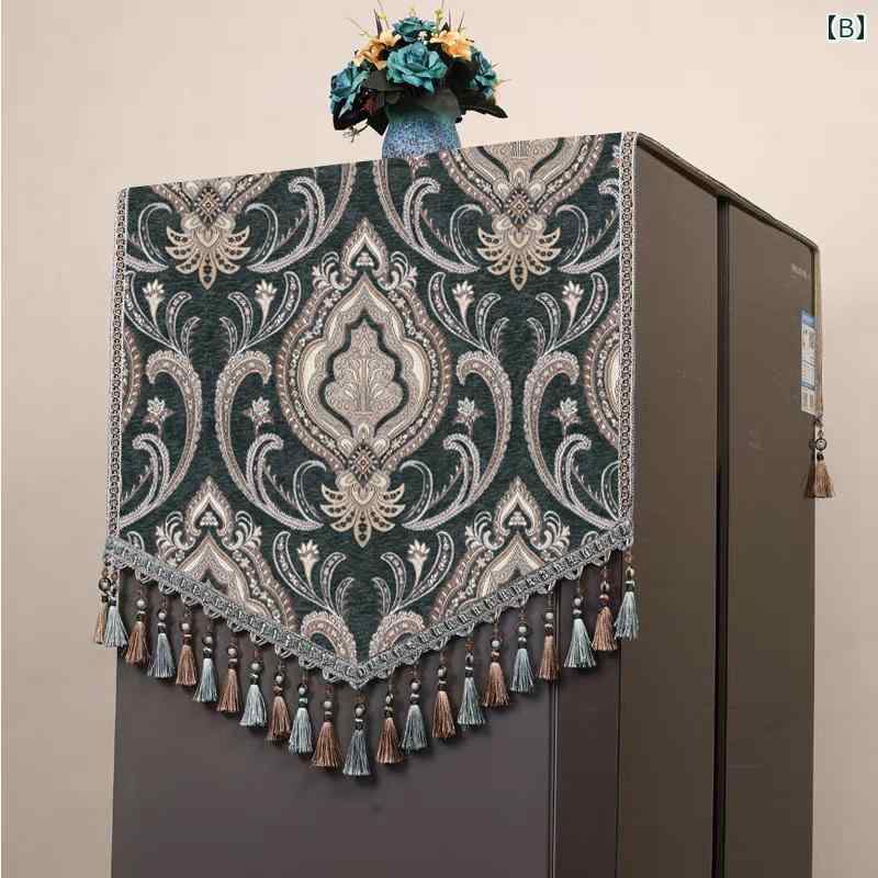 マルチカバー 冷蔵庫 洗濯機 電子レンジ サイドテーブル 防塵クロス 布製 ヨーロピアン おしゃれ 片開き 両開き グレーブルー ダークグリーン ブルー