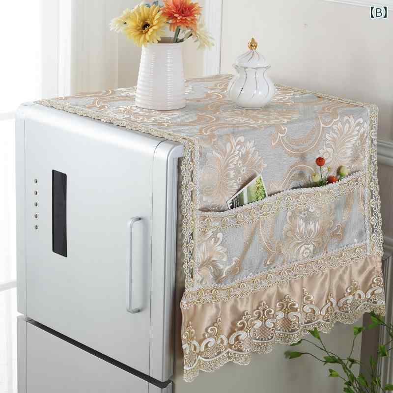 冷蔵庫カバー エアコンカバー ヨーロピアンテイスト 布製 ファブリック 防塵 ほこりよけ 片開き 両開き 対開門タイプ インテリア エレガント