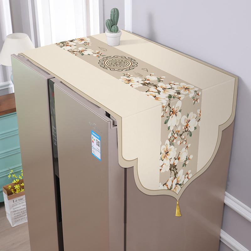 冷蔵庫 洗濯機 カバー モダンチャイナ風 片開き 両開きドア対応 ドラム式 縦型 防塵 ホコリ避け 布製 ..