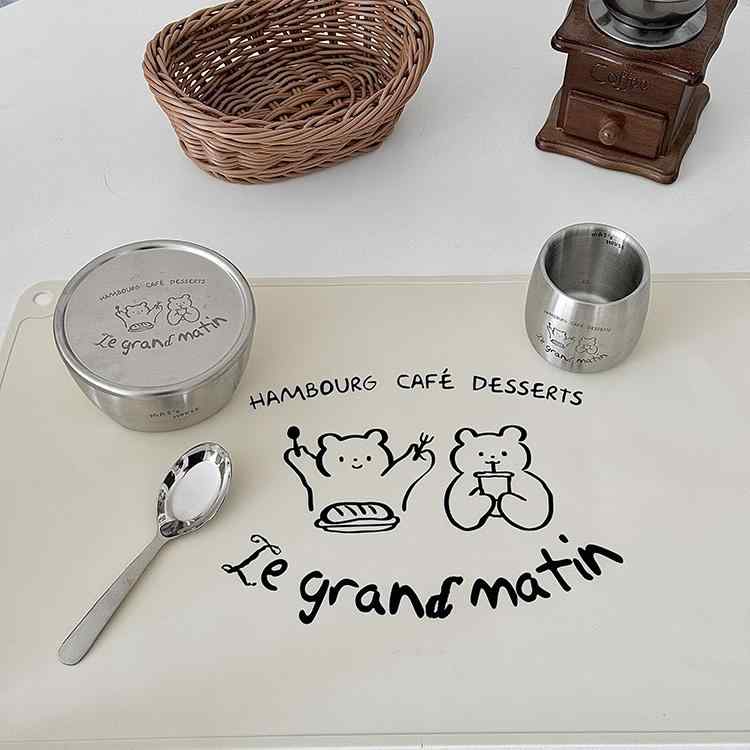 ランチョンマット キッズ 男の子 女の子 クマ キャラクター かわいい インスタグラム風 シリコン 断熱 ..