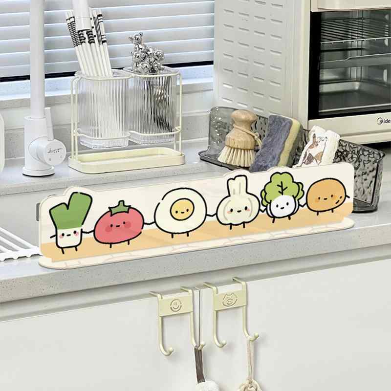 シンク 野菜柄 キッチン アクリル製 水はね防止プレート 水はねガード 食洗機 洗面台 自己粘着式 防水 ..