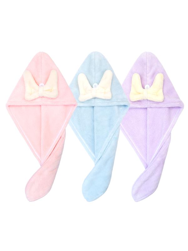 ヘアドライキャップ レディース 女性用 大人用 リボン付き 速乾 吸水 厚手 タオルキャップ マイクロフ..