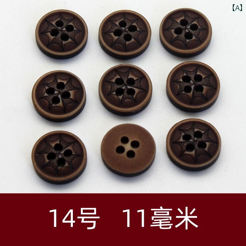 ボタン メンズ 男の子 女の子 四つ穴 樹脂 木目調 レトロ ヴィンテージ風 ユーズド加工 シャツ カーデ..