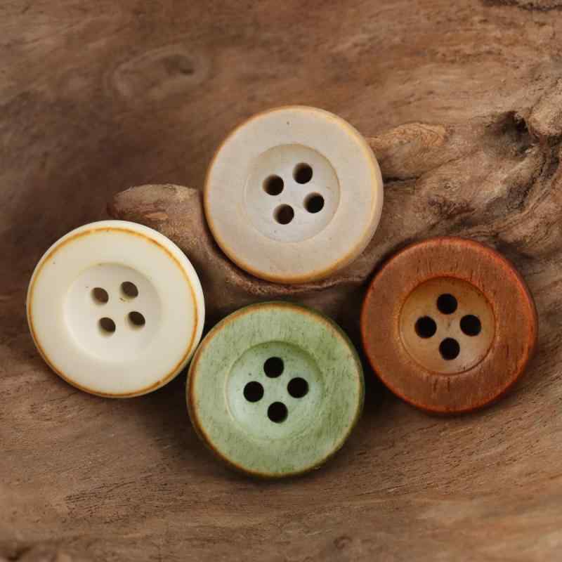 ボタン 牛骨ボタン 釦 ウォッシュ加工 ヴィンテージ風 レトロ クラシック チャイナ風 中華風 ミルクティー ダークグリーン ブラック 複数サイズ 4サイズ展開