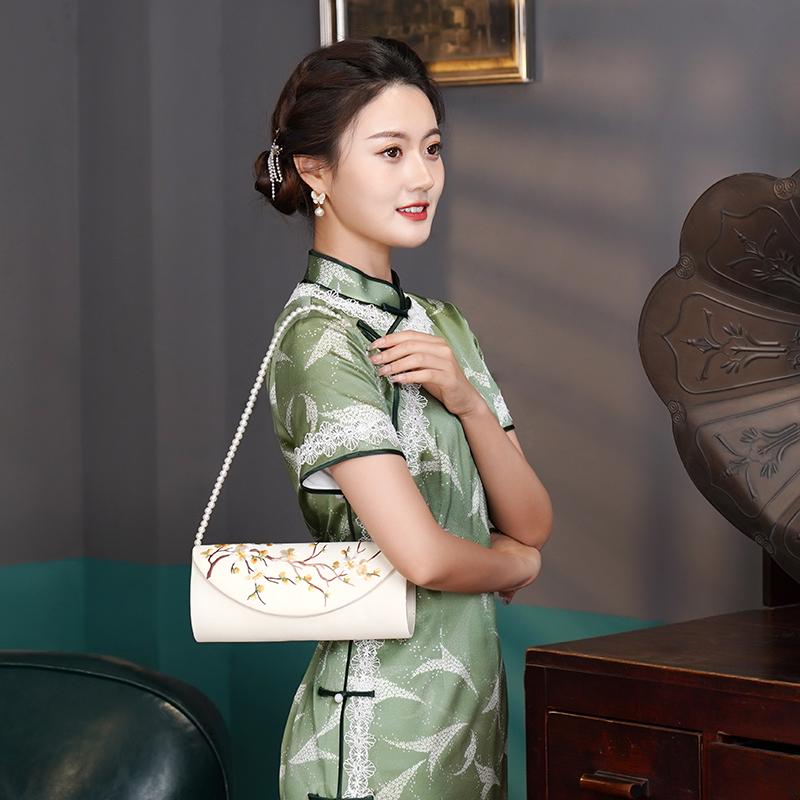 バッグ レディース チャイナドレス 中国風 刺繍 鞄 結婚式 披露宴 パーティー フォーマル クラッチバッグ ショルダーバッグ 斜めがけ 母親世代 ミセス 封筒型 春夏(4)
