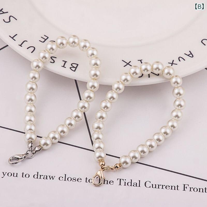 キーホルダー メンズ レディース パール ブレスレット バッグチャーム 車 スマートキー キーリング キーチェーン ハンドメイド 円環リング 上品 かわいい ファッション小物 アクセサリー ベージュ 白