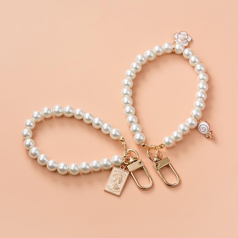 キーホルダー レディース パール パール ブレスレット 鞄チャーム 鍵 キーリング おしゃれ シンプル 話..