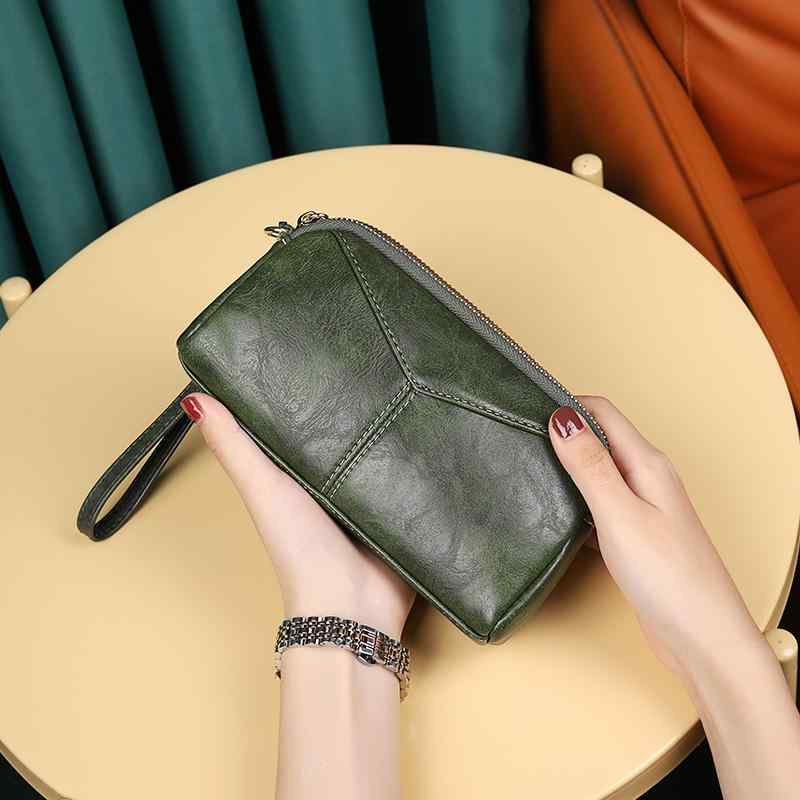 クラッチバッグ レディース 手持ちバッグ ミニハンドバッグ ポーチ 小銭入れ コインケース PUレザー 縦型 スクエア型 スマホ収納 鍵収納 春夏 ブラック ダークグリーン ロイヤルブルー(4)