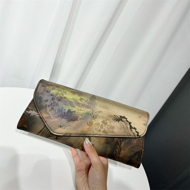 バッグ レディース クラッチ ミニハンドバッグ 香雲紗風 花柄 和風 レトロ エスニック 上品 フォーマル パーティー 結婚式 お呼ばれ 浴衣 着物 チャイナドレス 普段使い 横型 スクエア ポリエステル テキスタイル ピンク グリーン ブラック